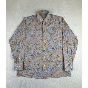 Martin Gordon Shirt Mens Medium Multicolor Paisley Cotton Long Sleeve Button Up
